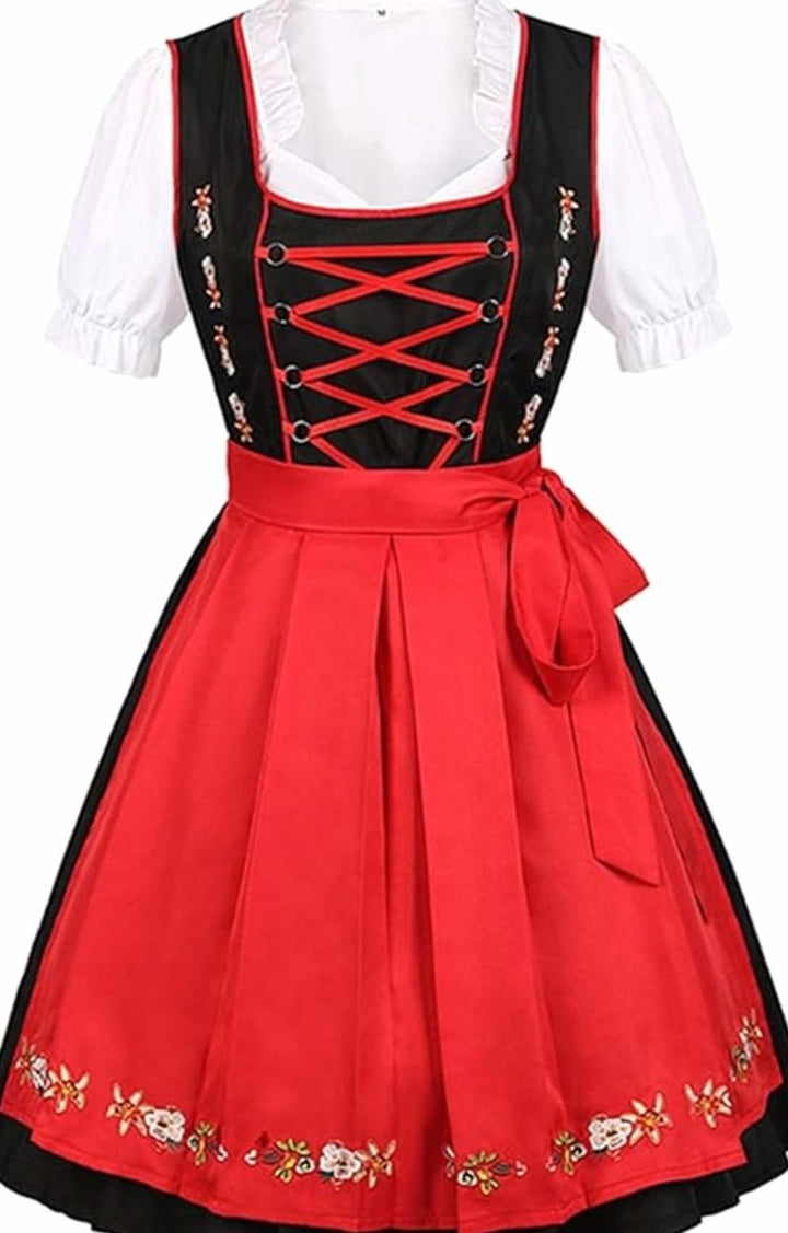 Damen Oktoberfest Dirndlkleid mit Schürze Trachtenkleid