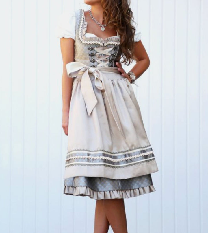 Damen Oktoberfest Dirndlkleid Trachtenkleid mit Schürze