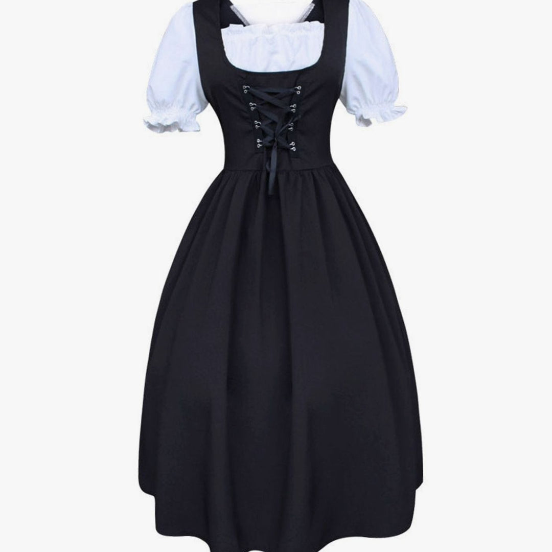 Damen Oktoberfest Dirndlkleid Trachtenkleid Schnürung Midi