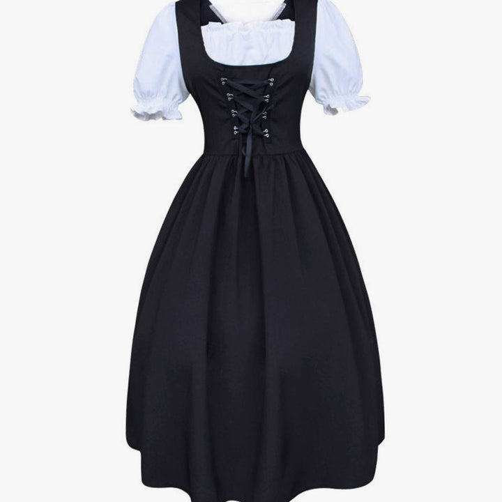Damen Oktoberfest Dirndlkleid Trachtenkleid Schnürung Midi
