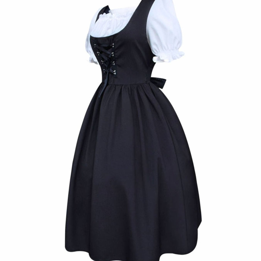 Damen Oktoberfest Dirndlkleid Trachtenkleid Schnürung Midi