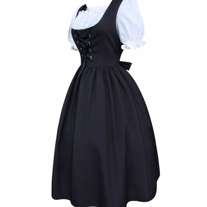 Damen Oktoberfest Dirndlkleid Trachtenkleid Schnürung Midi