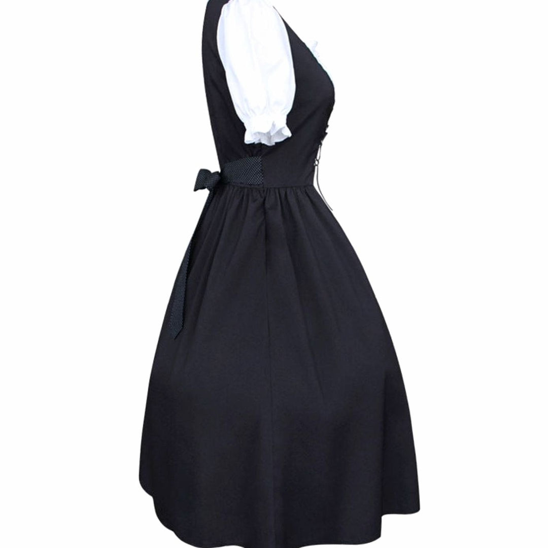 Damen Oktoberfest Dirndlkleid Trachtenkleid Schnürung Midi