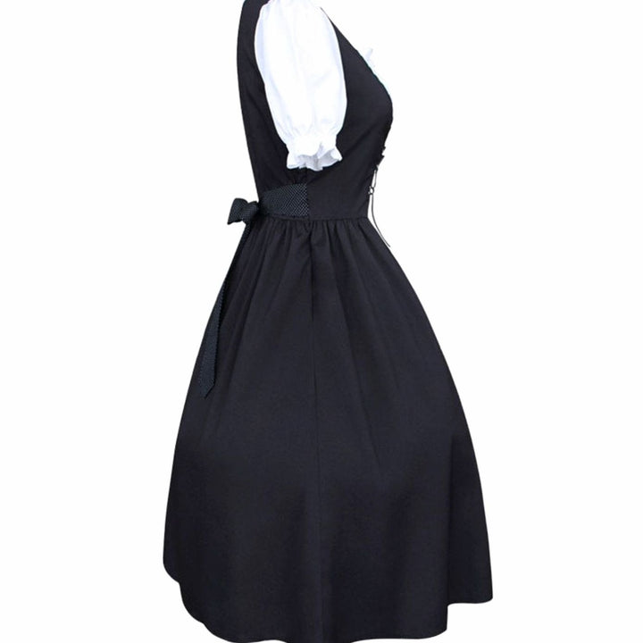 Damen Oktoberfest Dirndlkleid Trachtenkleid Schnürung Midi