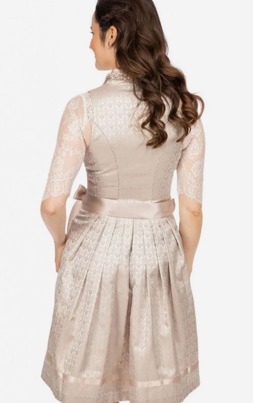 Damen Oktoberfest Spitzen-Dirndl mit Schürze Trachtenkleid