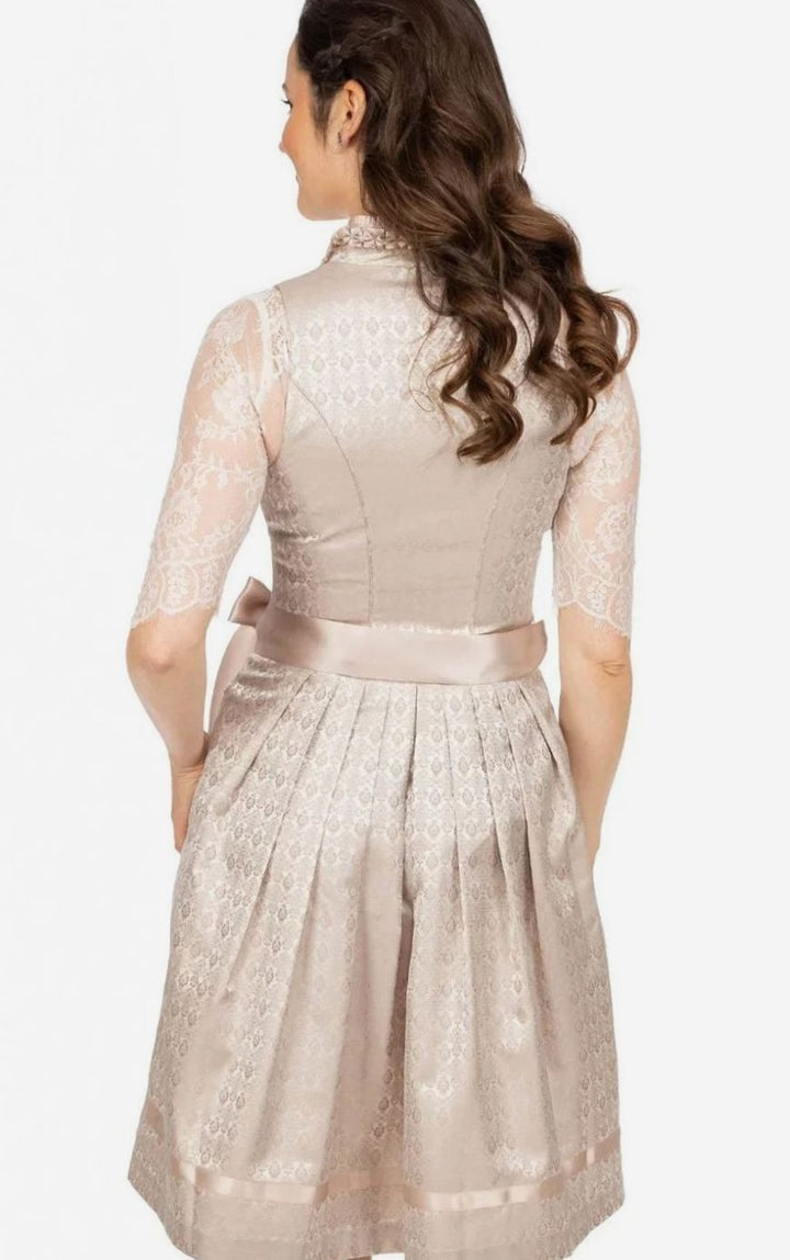 Damen Oktoberfest Spitzen-Dirndl mit Schürze Trachtenkleid