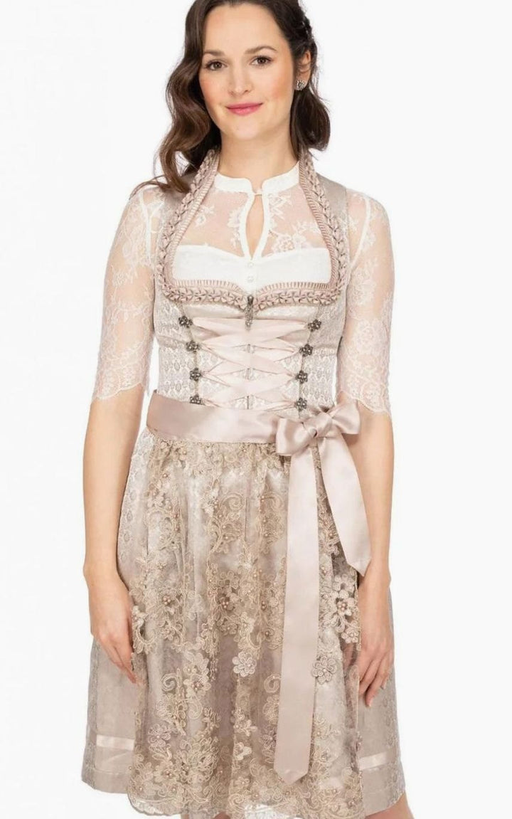 Damen Oktoberfest Spitzen-Dirndl mit Schürze Trachtenkleid