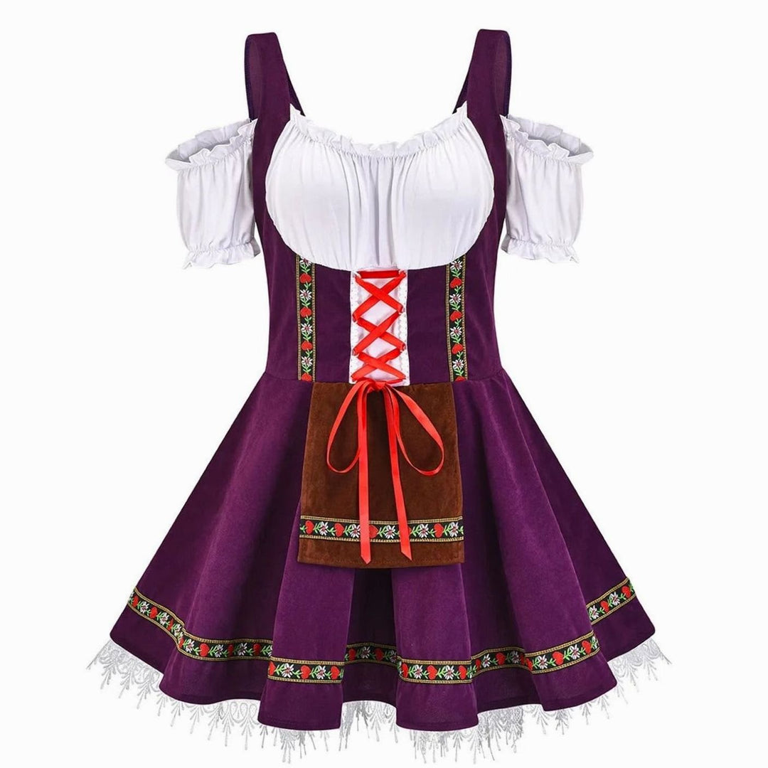 Damen Oktoberfest Trachtenkleid Schulterfreies Dirndl-Mini - Lila