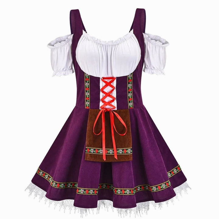 Damen Oktoberfest Trachtenkleid Schulterfreies Dirndl-Mini - Lila