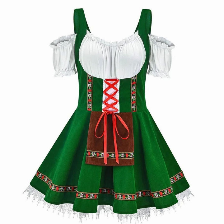 Damen Oktoberfest Trachtenkleid Schulterfreies Dirndl-Mini - Grün