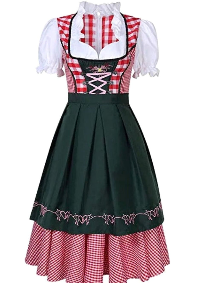 Damen Oktoberfest Trachtenkleid Schulterfreies Dirndl-Mini - Dunkelgrün