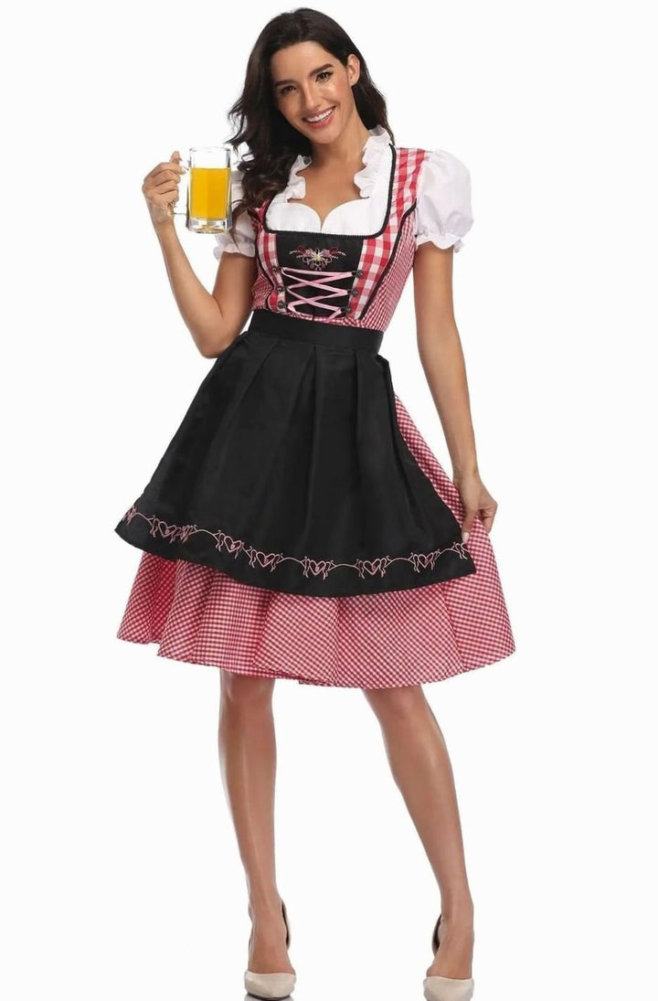 Damen Oktoberfest Trachtenkleid Schulterfreies Dirndl-Mini - Schwarz