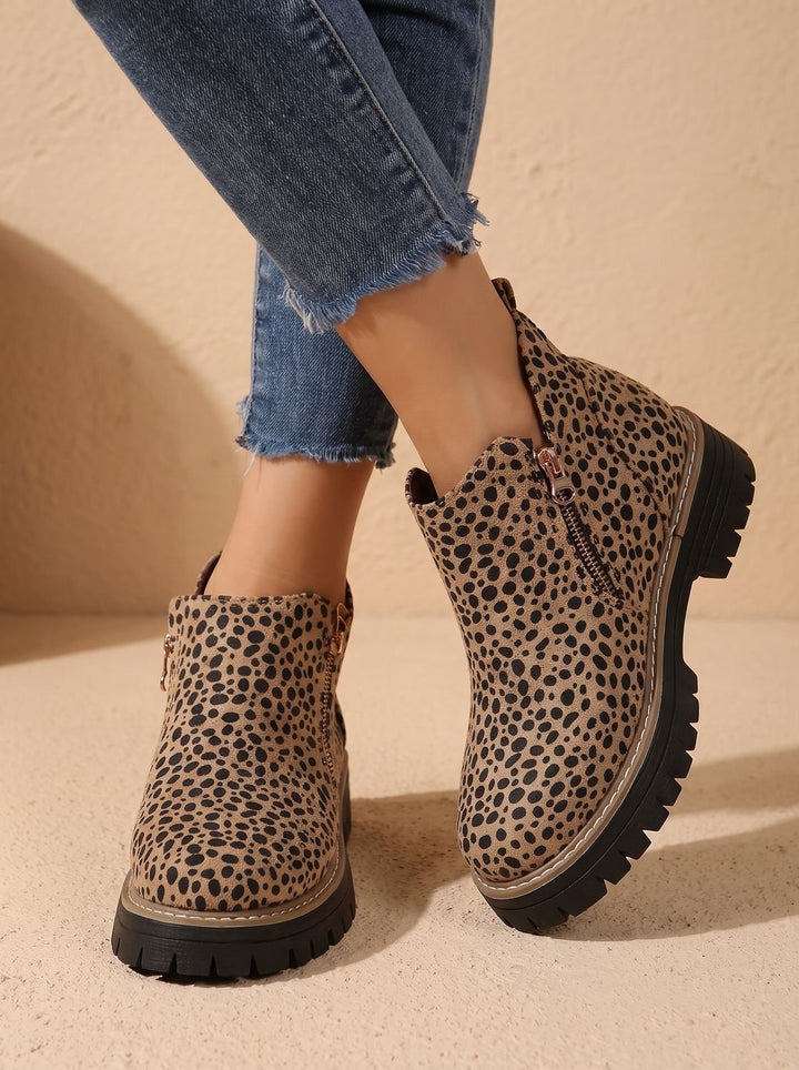 Damen Orthopädische Ankleboots mit Leopardenmuster Seitlichem Reißverschluss - Leopardenmuster