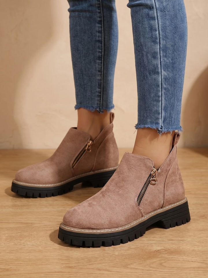 Damen Orthopädische Ankleboots mit Leopardenmuster Seitlichem Reißverschluss