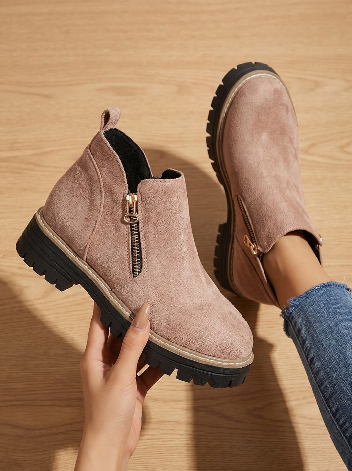 Damen Orthopädische Ankleboots mit Leopardenmuster Seitlichem Reißverschluss - Rosa