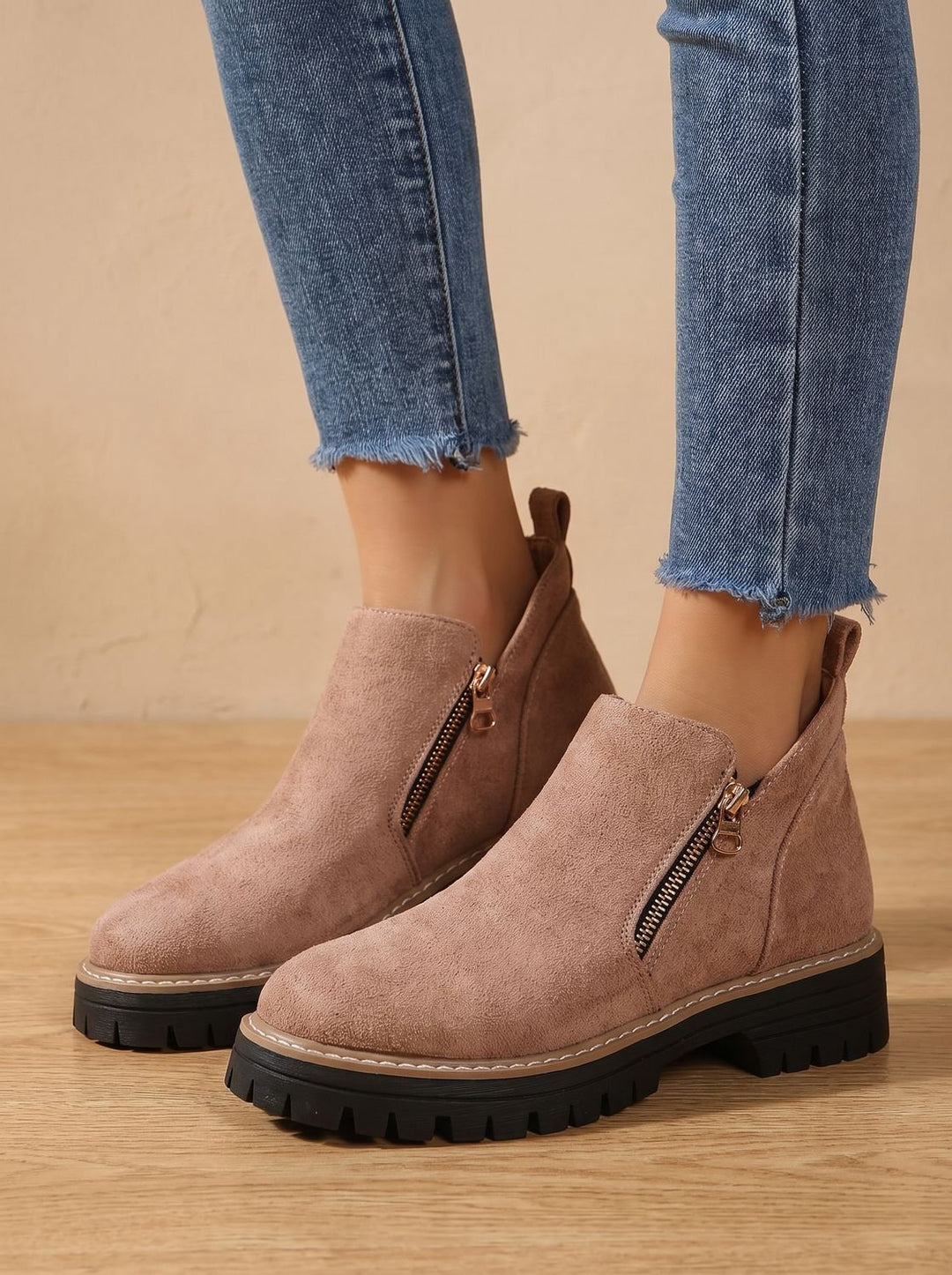 Damen Orthopädische Ankleboots mit Leopardenmuster Seitlichem Reißverschluss