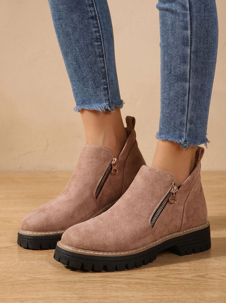 Damen Orthopädische Ankleboots mit Leopardenmuster Seitlichem Reißverschluss