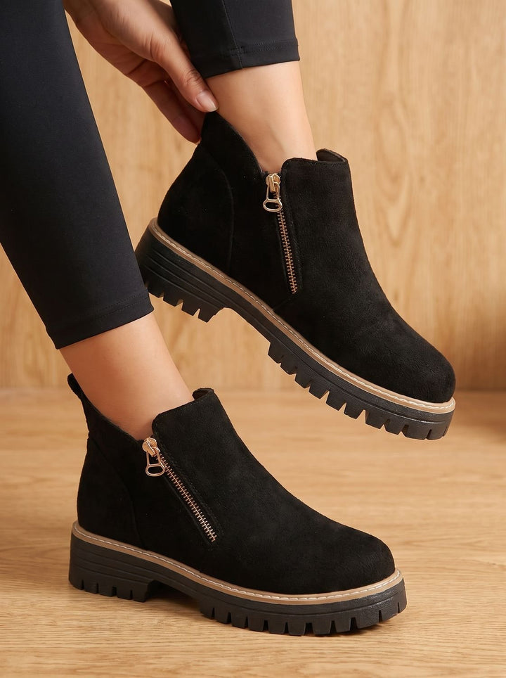 Damen Orthopädische Ankleboots mit Leopardenmuster Seitlichem Reißverschluss