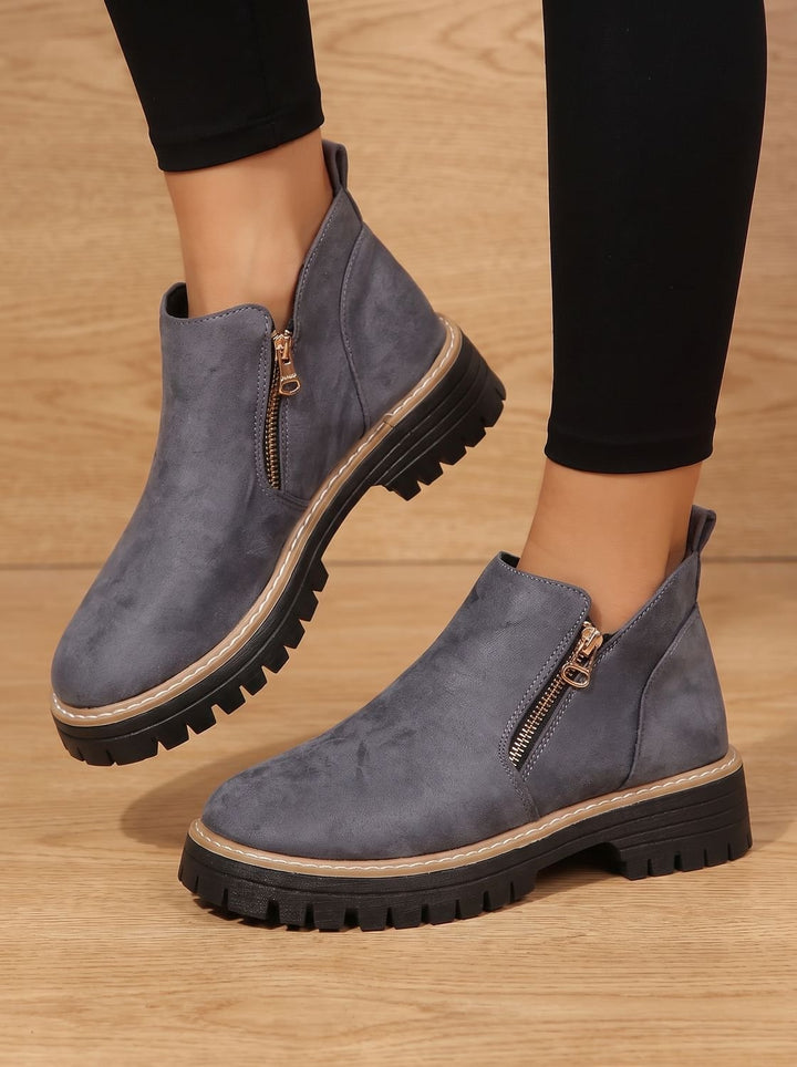 Damen Orthopädische Ankleboots mit Leopardenmuster Seitlichem Reißverschluss