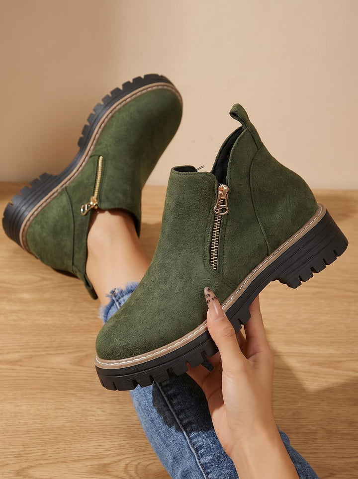 Damen Orthopädische Ankleboots mit Leopardenmuster Seitlichem Reißverschluss - Grün