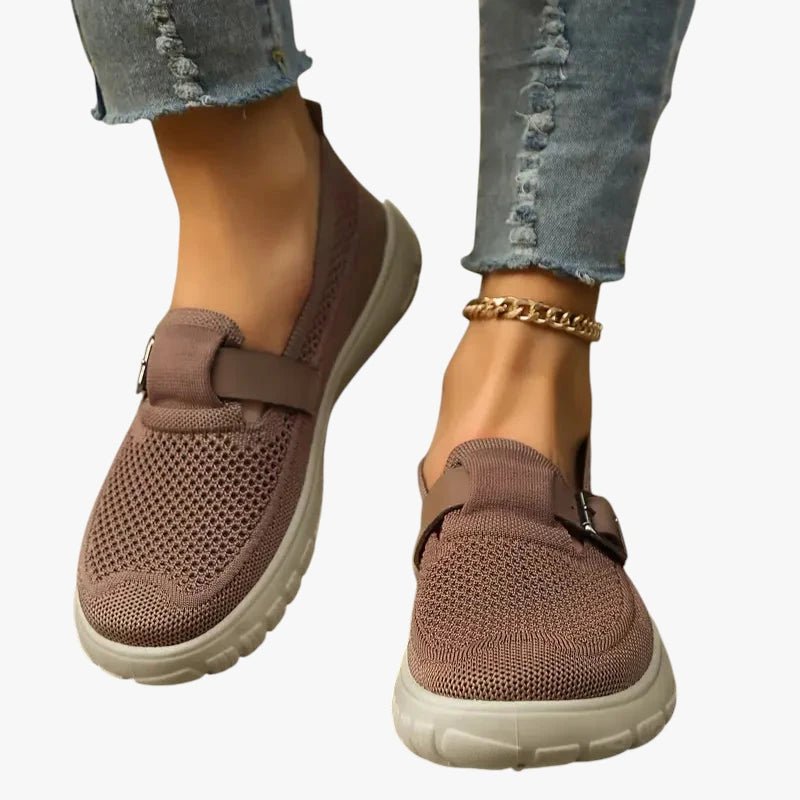 Damen Orthopädische Atmungsaktive Slip-On Schuhe mit Klettverschluss - Brun