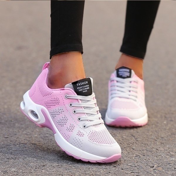 Damen Orthopädische Atmungsaktive Slip-On Sneakers - Roze/Grijs