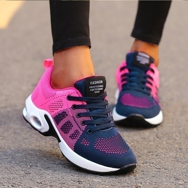 Damen Orthopädische Atmungsaktive Slip-On Sneakers - Roze/Blauw