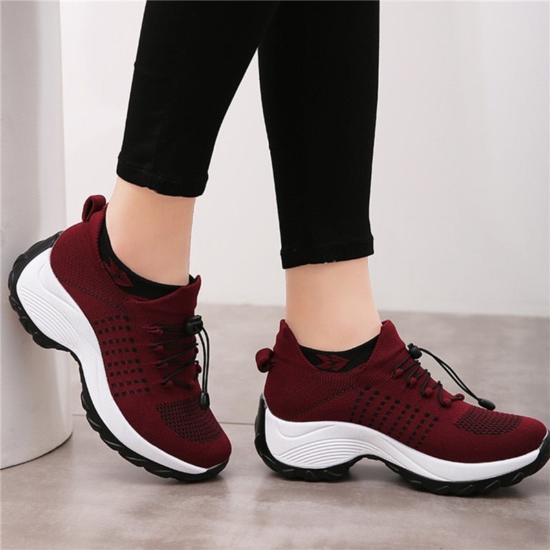 Damen Orthopädische Gedämpfte Schnürsenkel Plateau-Sneaker