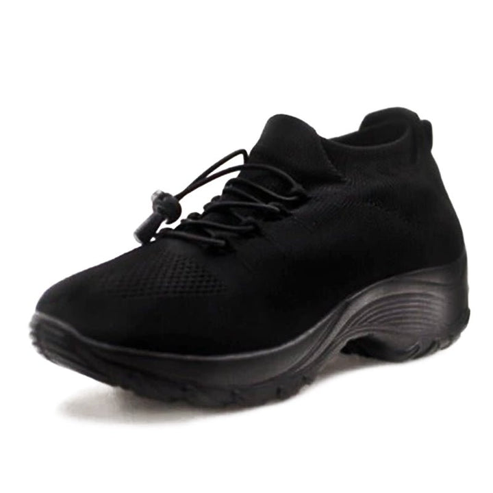 Damen Orthopädische Gedämpfte Schnürsenkel Plateau-Sneaker - Midnight Black
