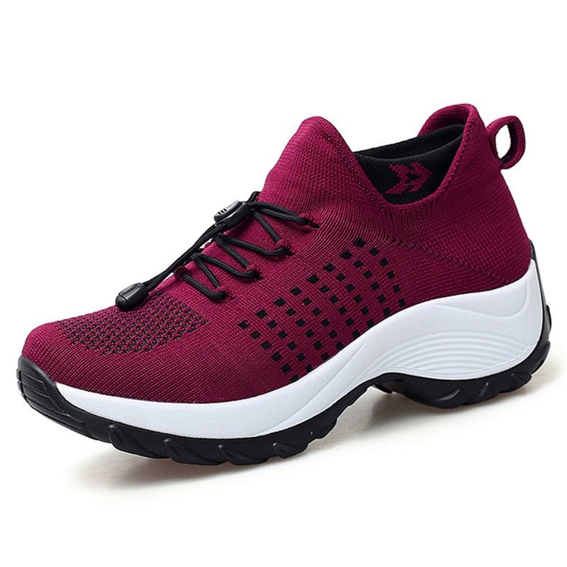 Damen Orthopädische Gedämpfte Schnürsenkel Plateau-Sneaker - Red