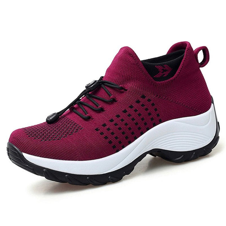 Damen Orthopädische Gedämpfte Schnürsenkel Plateau-Sneaker - Red