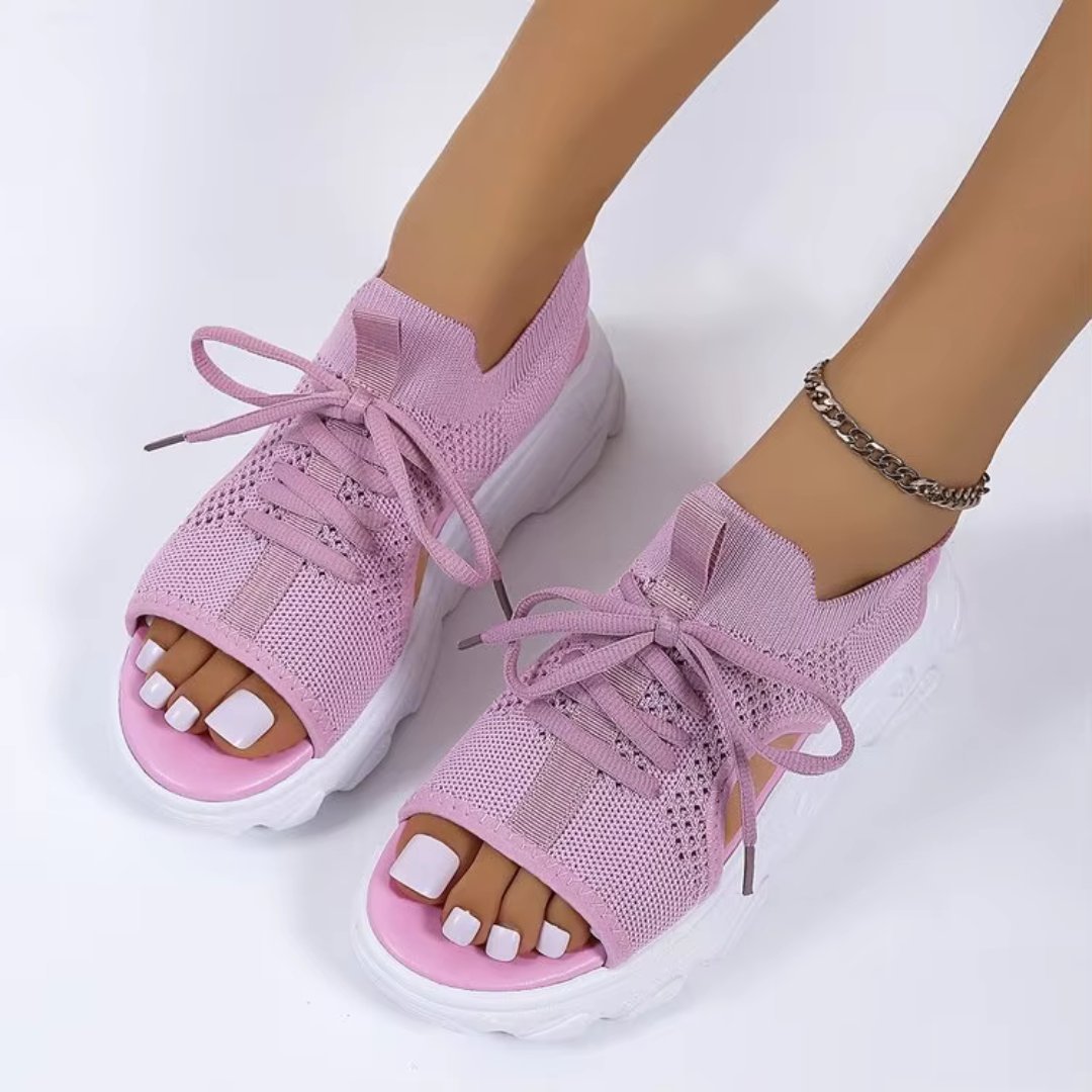 Damen Orthopädische Gestrickte Plateau-Sandalen - Pink
