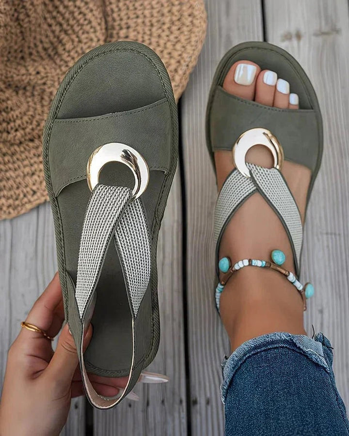 Damen Orthopädische Komfort-Sandalen mit Metallschnalle Fußgewölbestütze - Grün