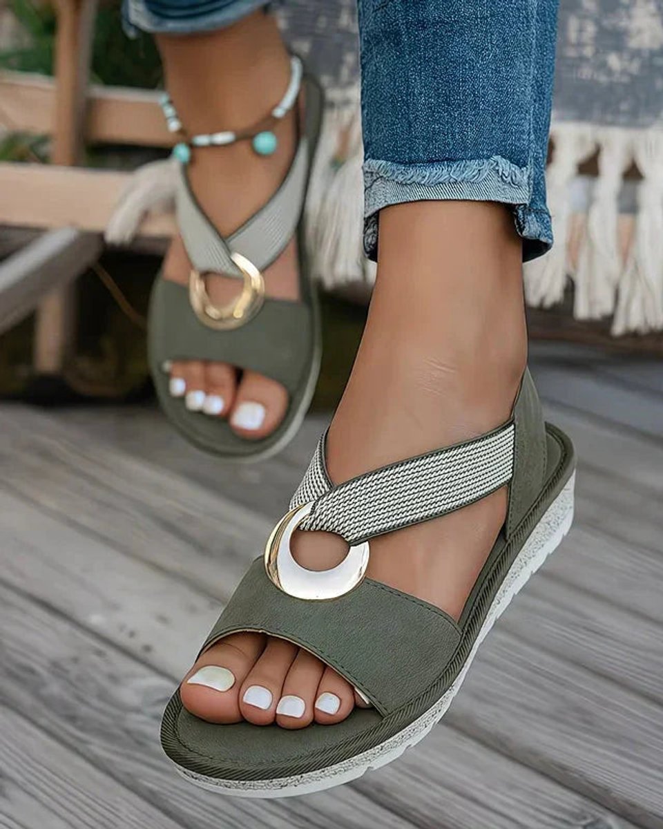 Damen Orthopädische Komfort-Sandalen mit Metallschnalle Fußgewölbestütze