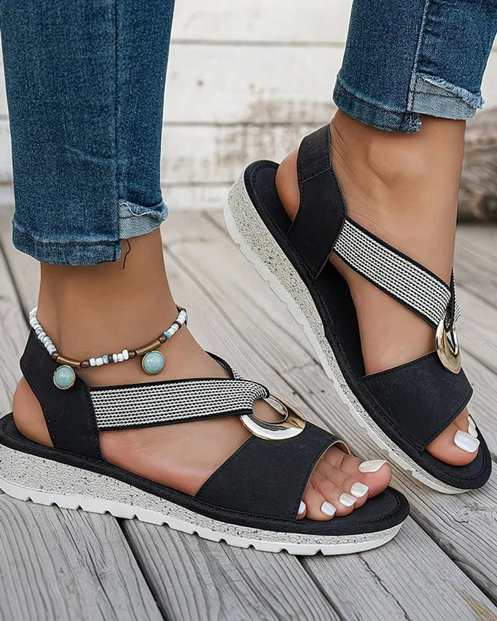 Damen Orthopädische Komfort-Sandalen mit Metallschnalle Fußgewölbestütze
