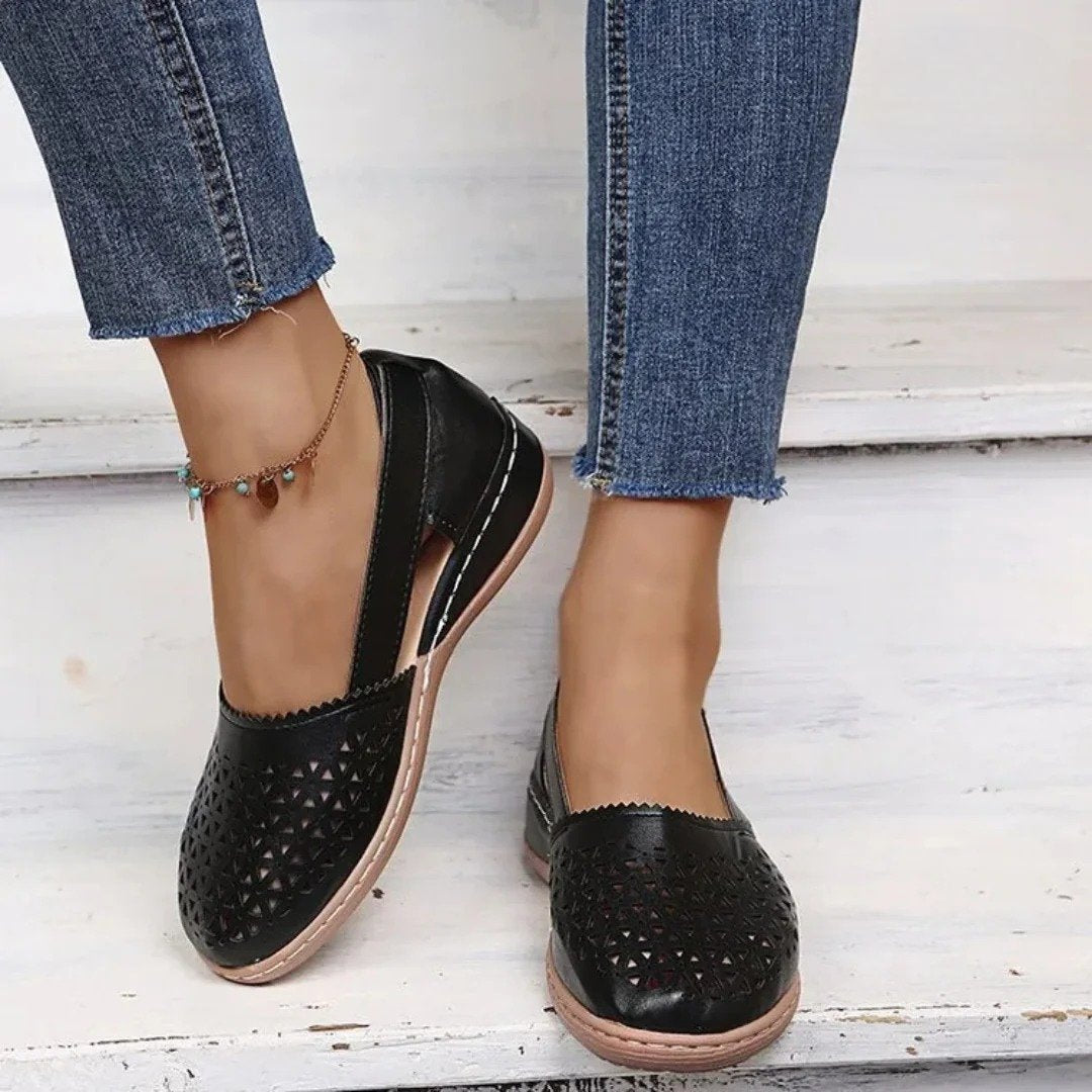 Damen Orthopädische Komfort Slip-On Schuhe - Black