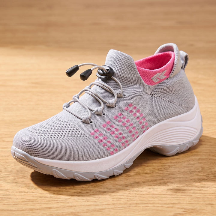 Damen Orthopädische Komfort-Sneakers Atmungsaktiv Breit - Grau Rosa