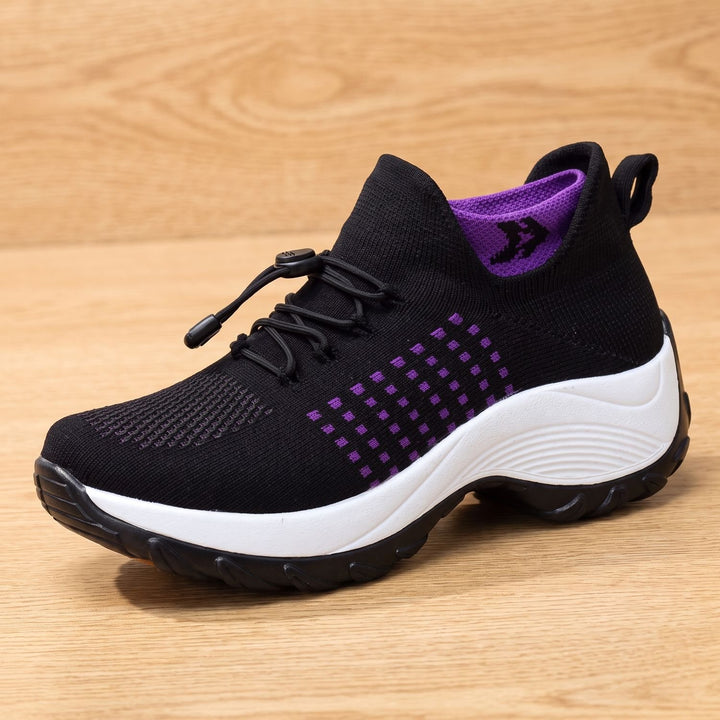 Damen Orthopädische Komfort-Sneakers Atmungsaktiv Breit - Schwarz Violett