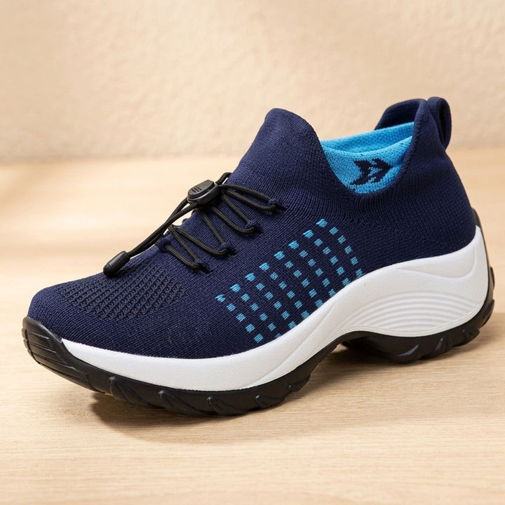 Damen Orthopädische Komfort-Sneakers Atmungsaktiv Breit - Schwarz Himmelblau