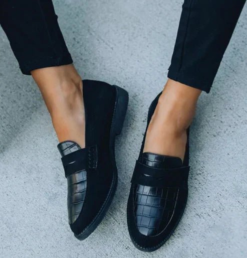 Damen Orthopädische Krokotextur Slip-On Loafer
