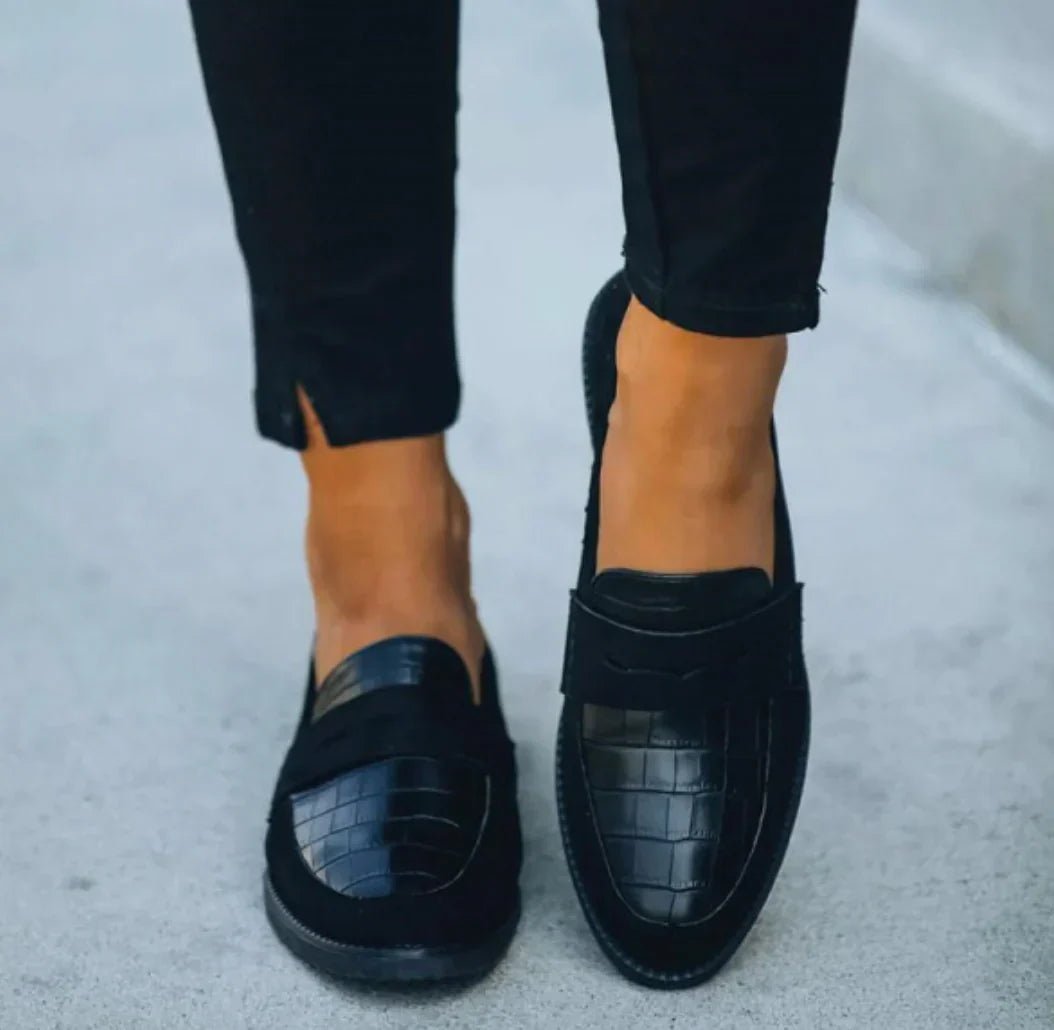 Damen Orthopädische Krokotextur Slip-On Loafer