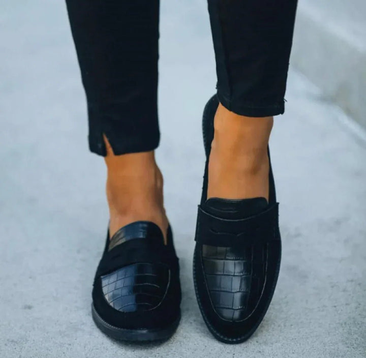 Damen Orthopädische Krokotextur Slip-On Loafer