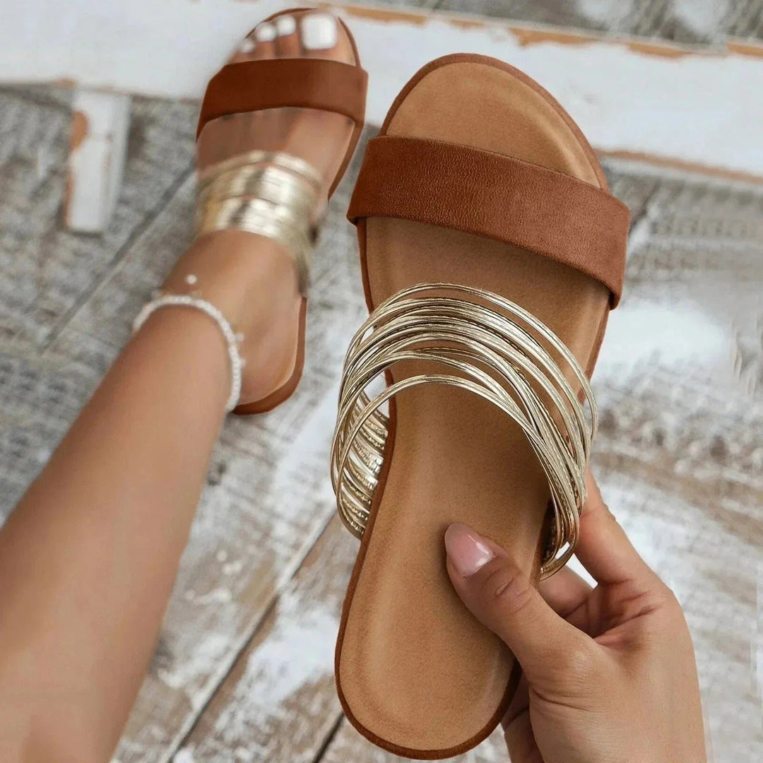 Damen Orthopädische Memory-Foam Slip-On Sandalen - Chestnut Brown