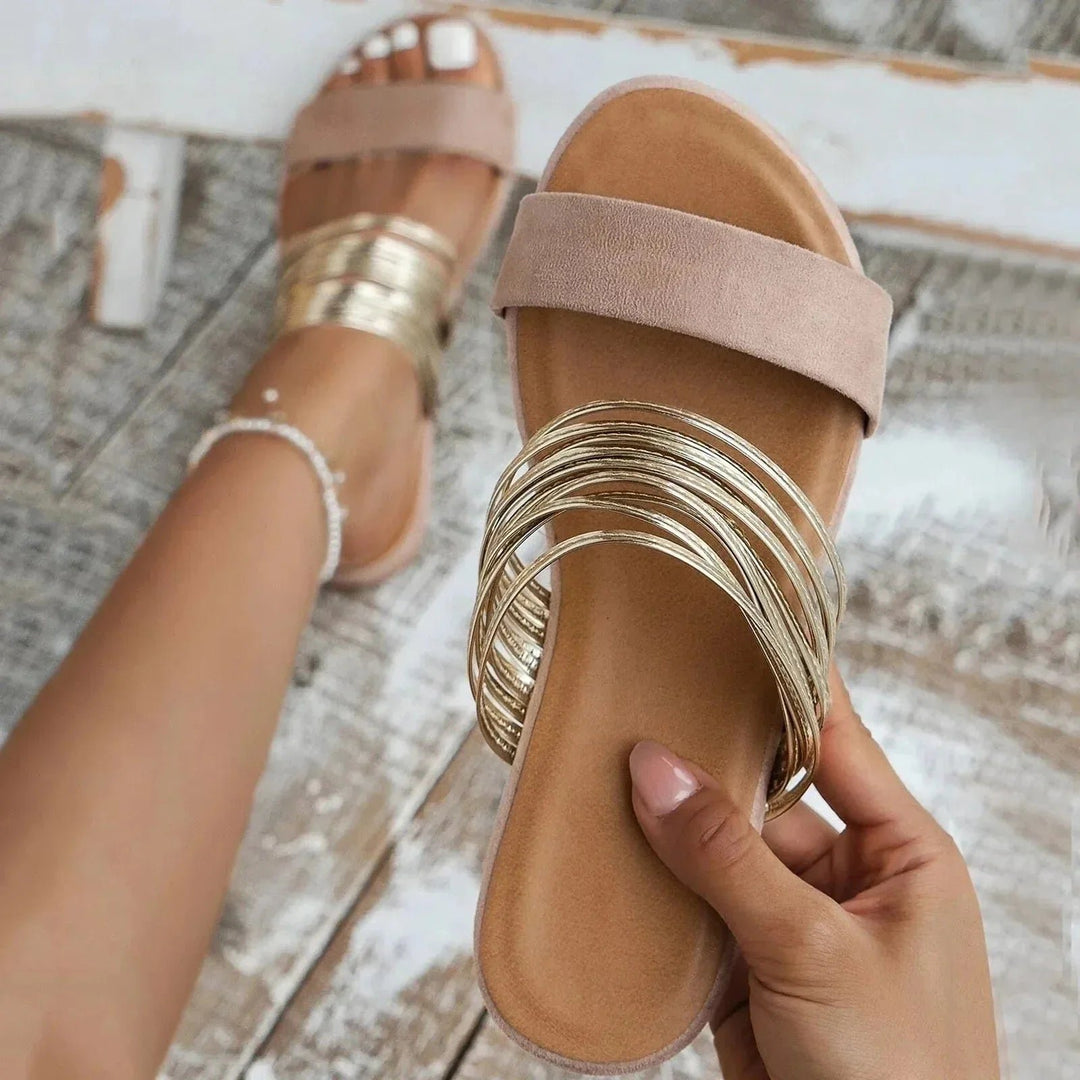 Damen Orthopädische Memory-Foam Slip-On Sandalen - Khaki