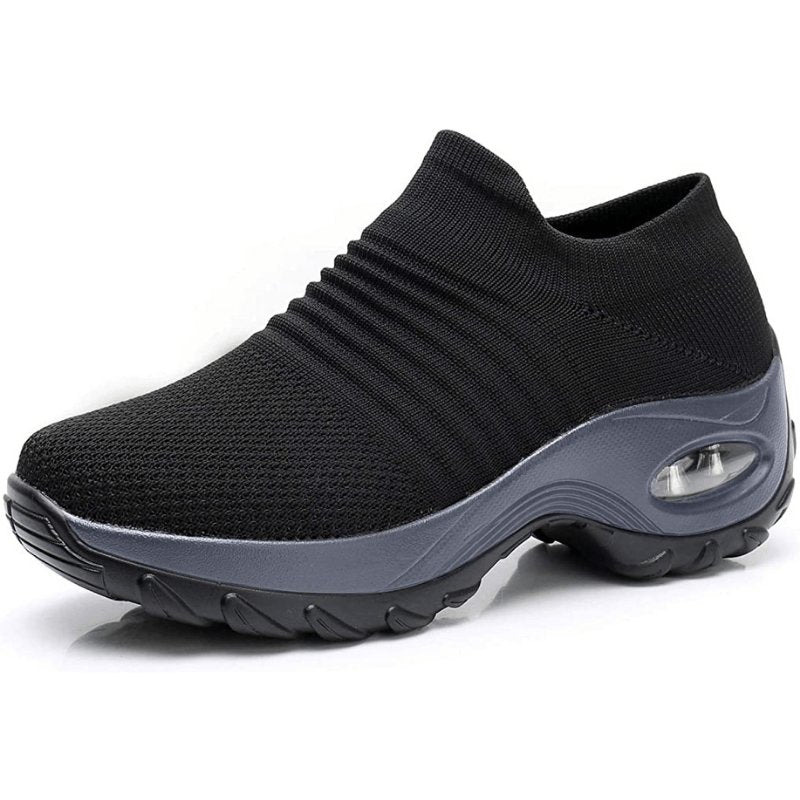 Damen Orthopädische Memory-Foam Slip-On Sneaker - Black (Gray Sole)
