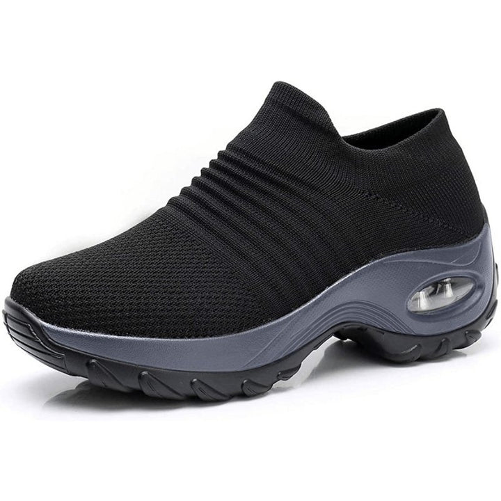 Damen Orthopädische Memory-Foam Slip-On Sneaker - Black (Gray Sole)