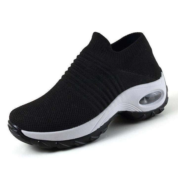 Damen Orthopädische Memory-Foam Slip-On Sneaker - Black (White Sole)