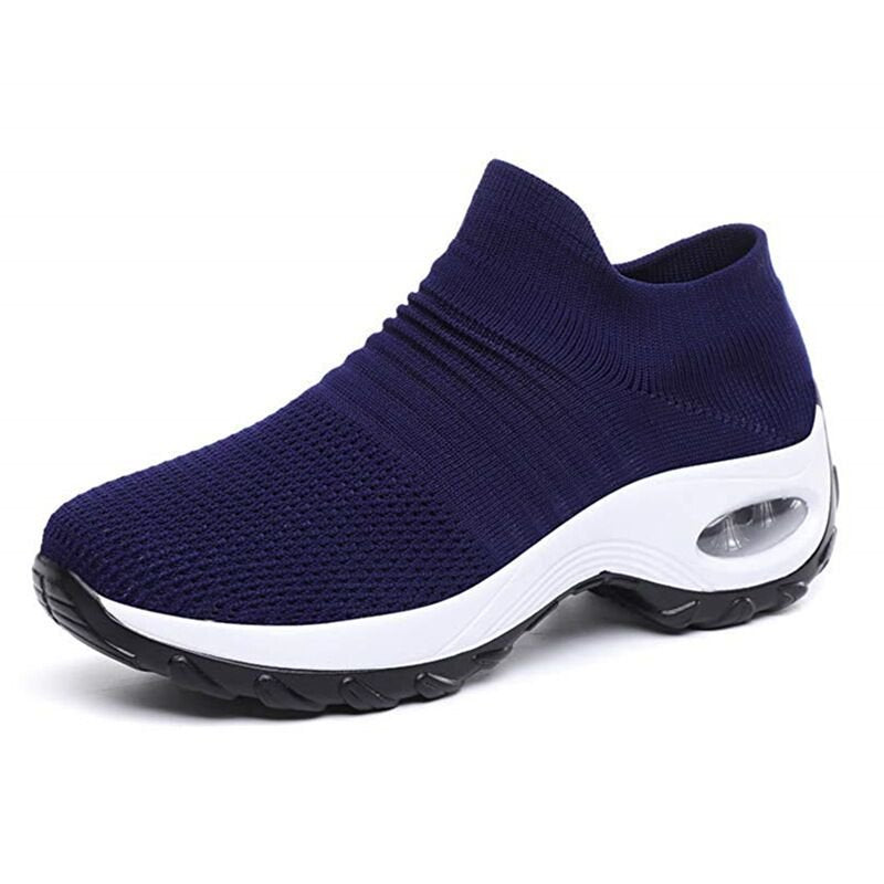 Damen Orthopädische Memory-Foam Slip-On Sneaker - Blue (White Sole)