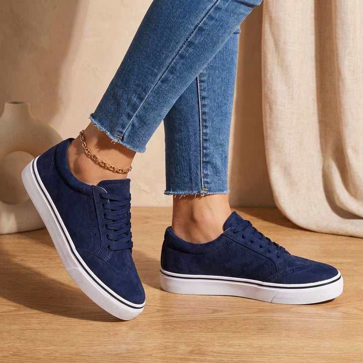Damen Orthopädische Plateau-Sneaker mit Schnürung und Brogues - Blau