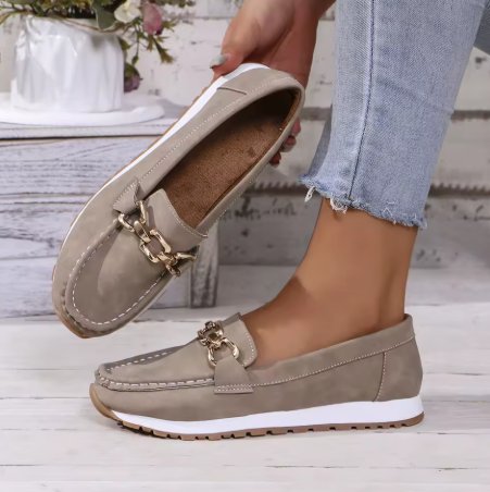 Damen Orthopädische Rutschfeste Slipper mit Golddetail - Grey